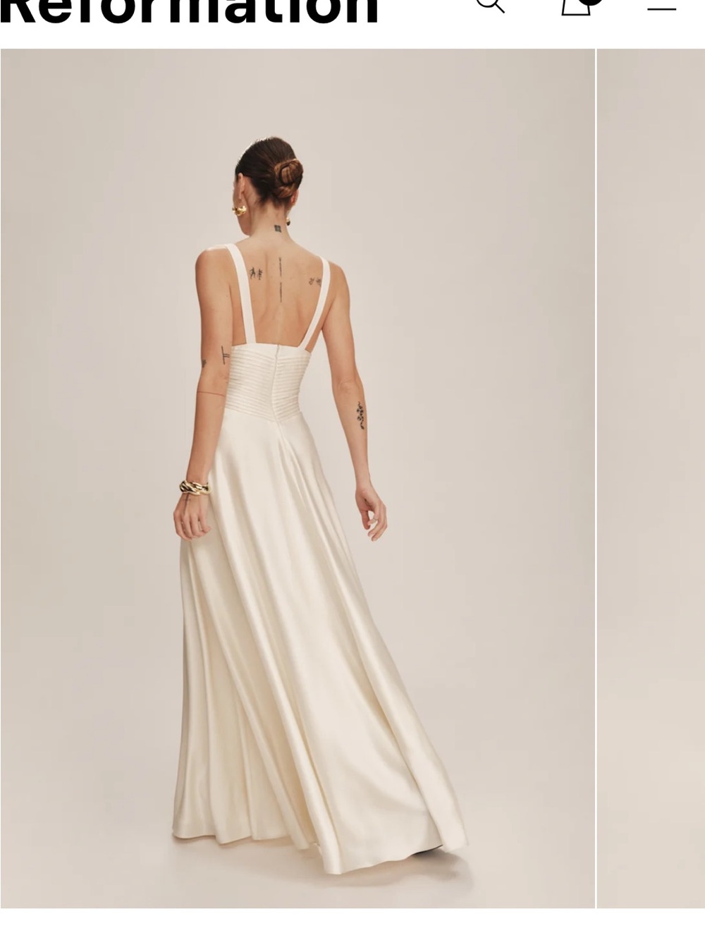 Reformation Arianwen Ivory Satin dress NWT - Picture 3 of 5